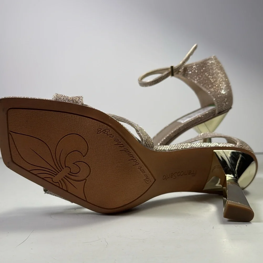 NWOB Franco Sarto Rania2 Stiletto Heels Gold Shimmer Cut Out Women Size 10 Shoes